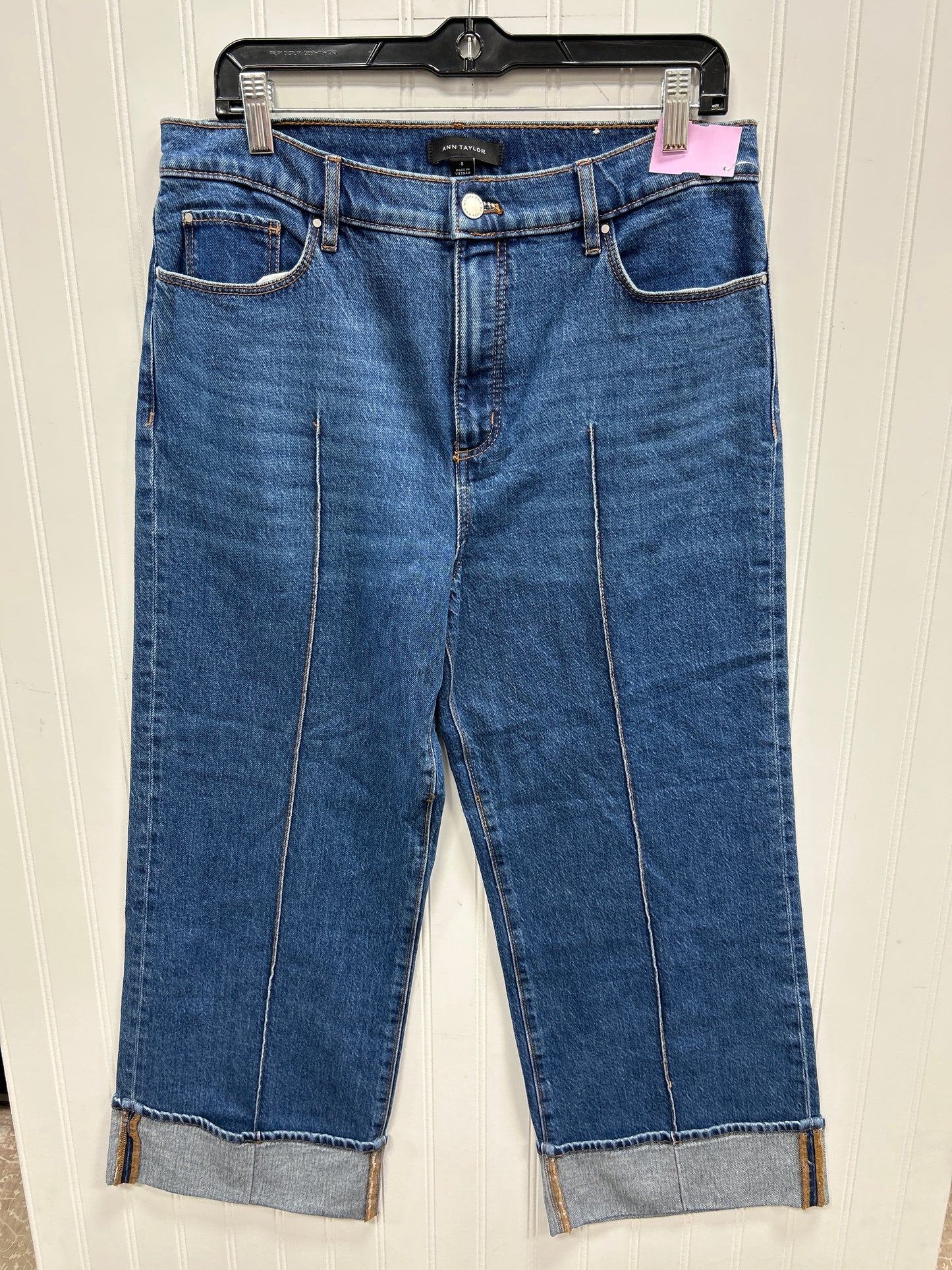 Jeans Wide Leg By Ann Taylor In Blue Denim, Size:8