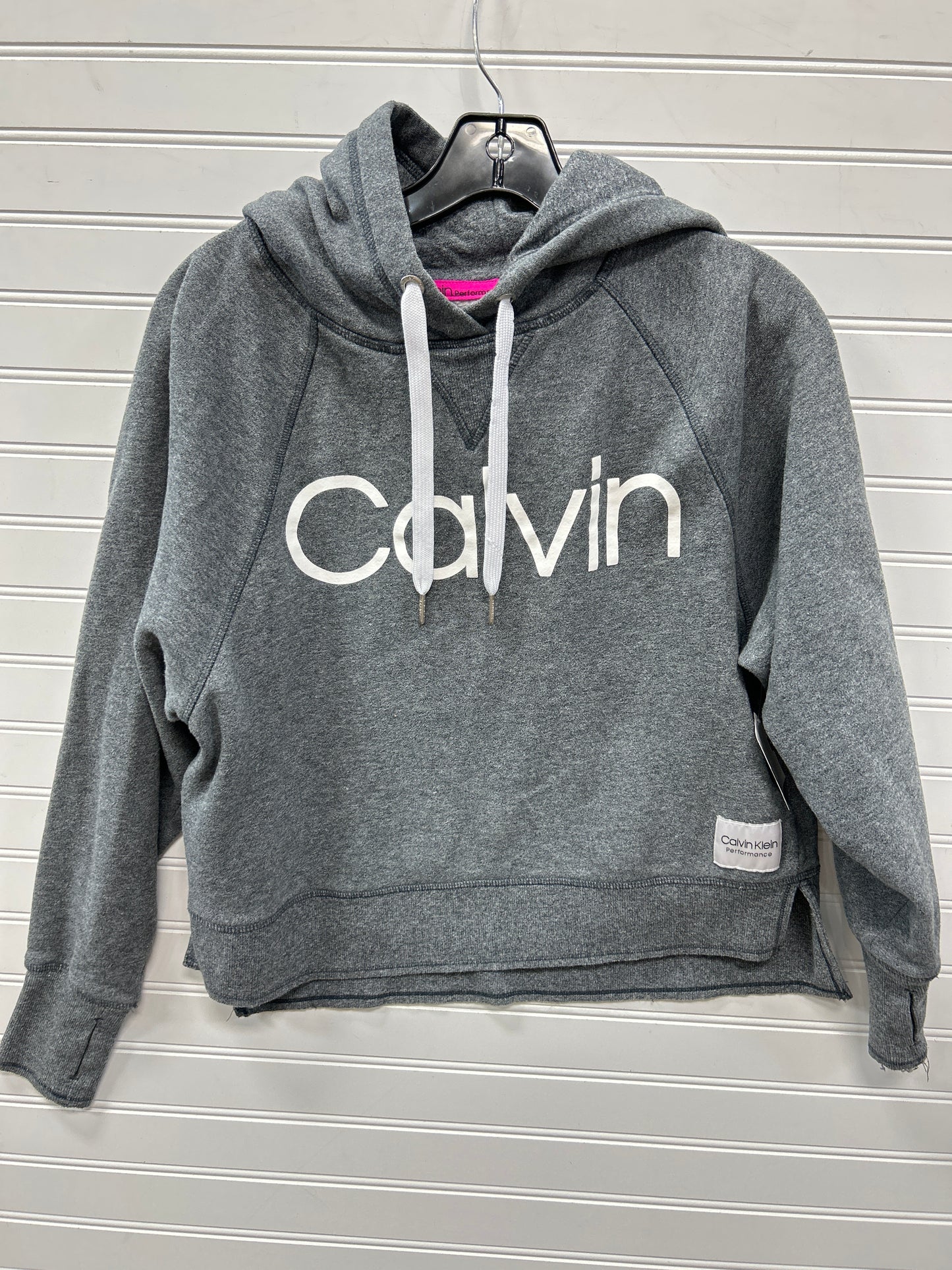 Athletic Sweatshirt Hoodie By Calvin Klein Performance In Grey, Size:Xs