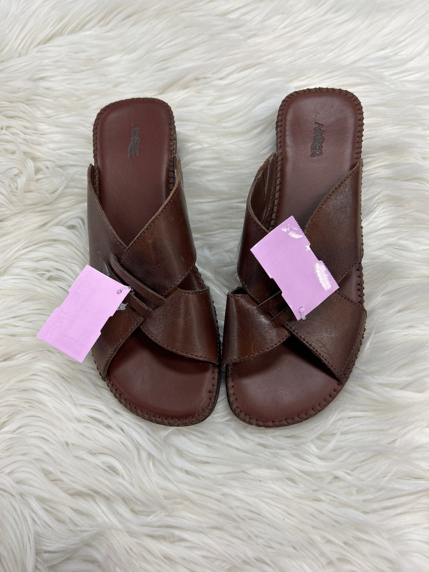 Sandals Heels Block By Cmc In Brown, Size:9