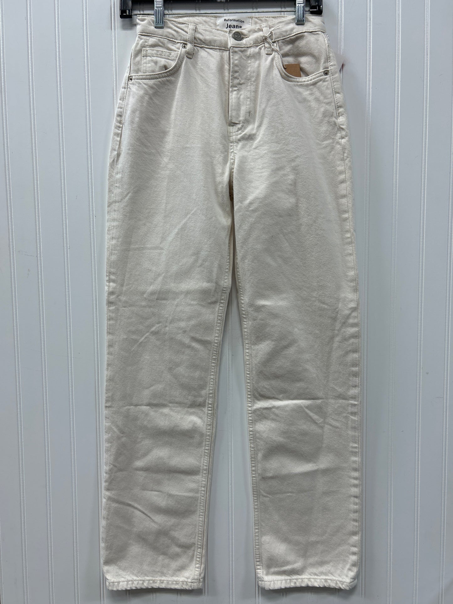 Jeans Straight By Reformation In Cream Denim, Size:2