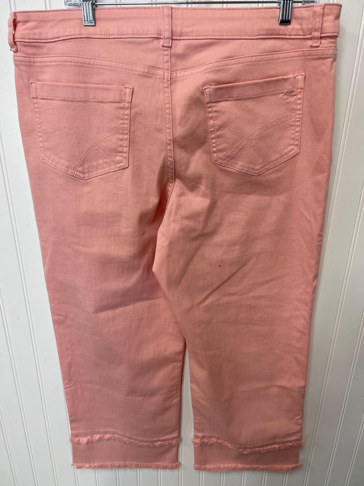 Jeans Flared By Susan Graver In Pink Denim, Size:16