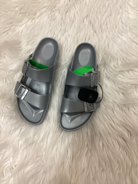 Sandals Flats By Birkenstock In Silver, Size:7.5