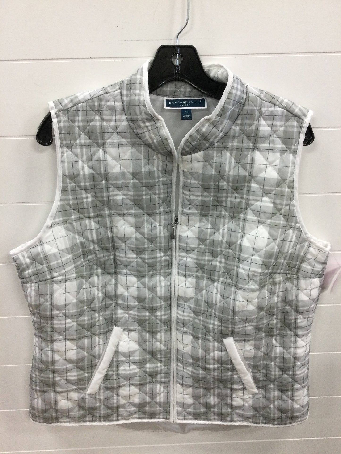Vest Other By Karen Scott In Grey & White, Size:L
