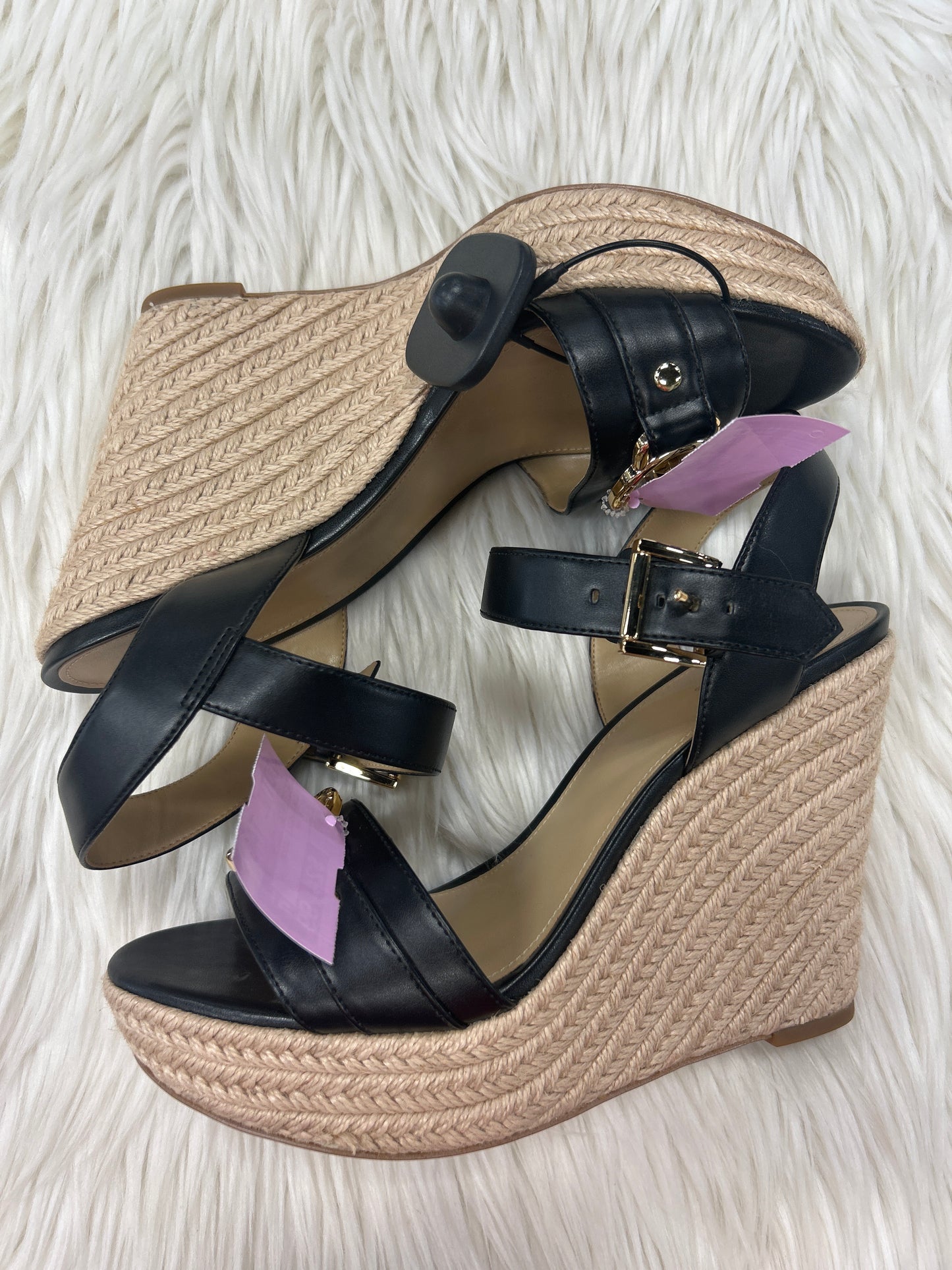 Sandals Heels Wedge By Michael By Michael Kors In Black & Tan, Size:9.5