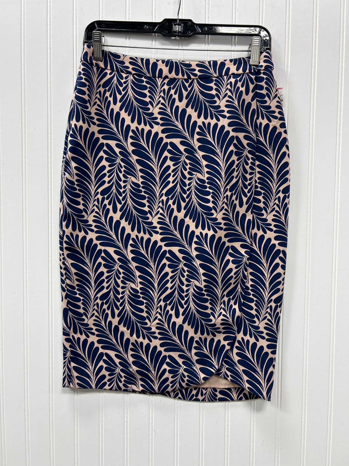 Skirt Midi By Ann Taylor In Blue & Cream, Size:4