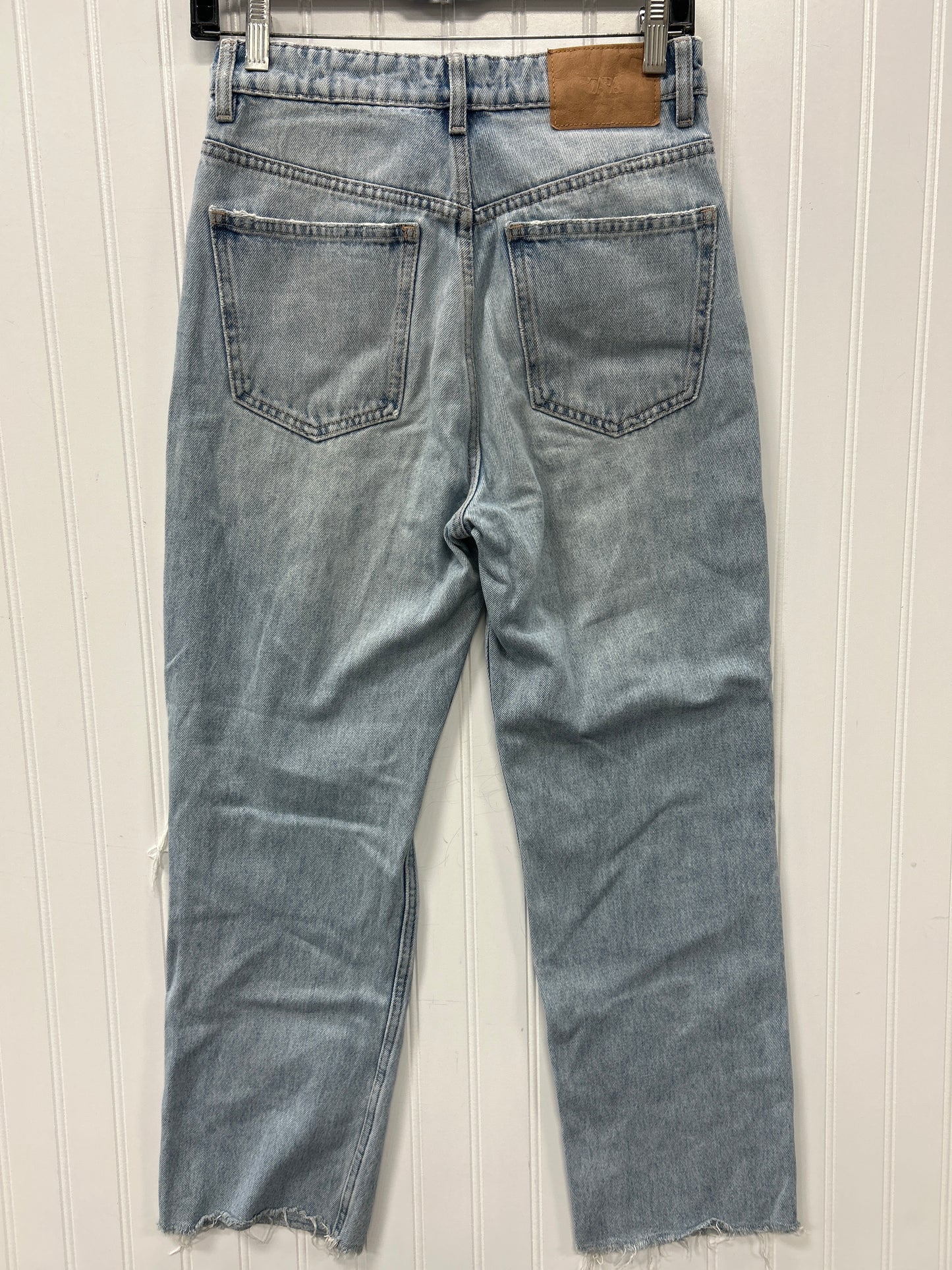 Jeans Straight By Zara In Blue Denim, Size:4