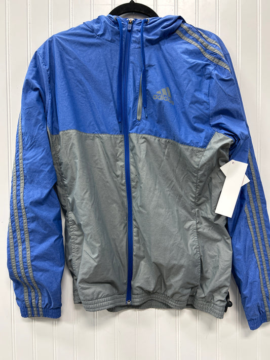 Athletic Jacket By Adidas In Blue & Grey, Size:M