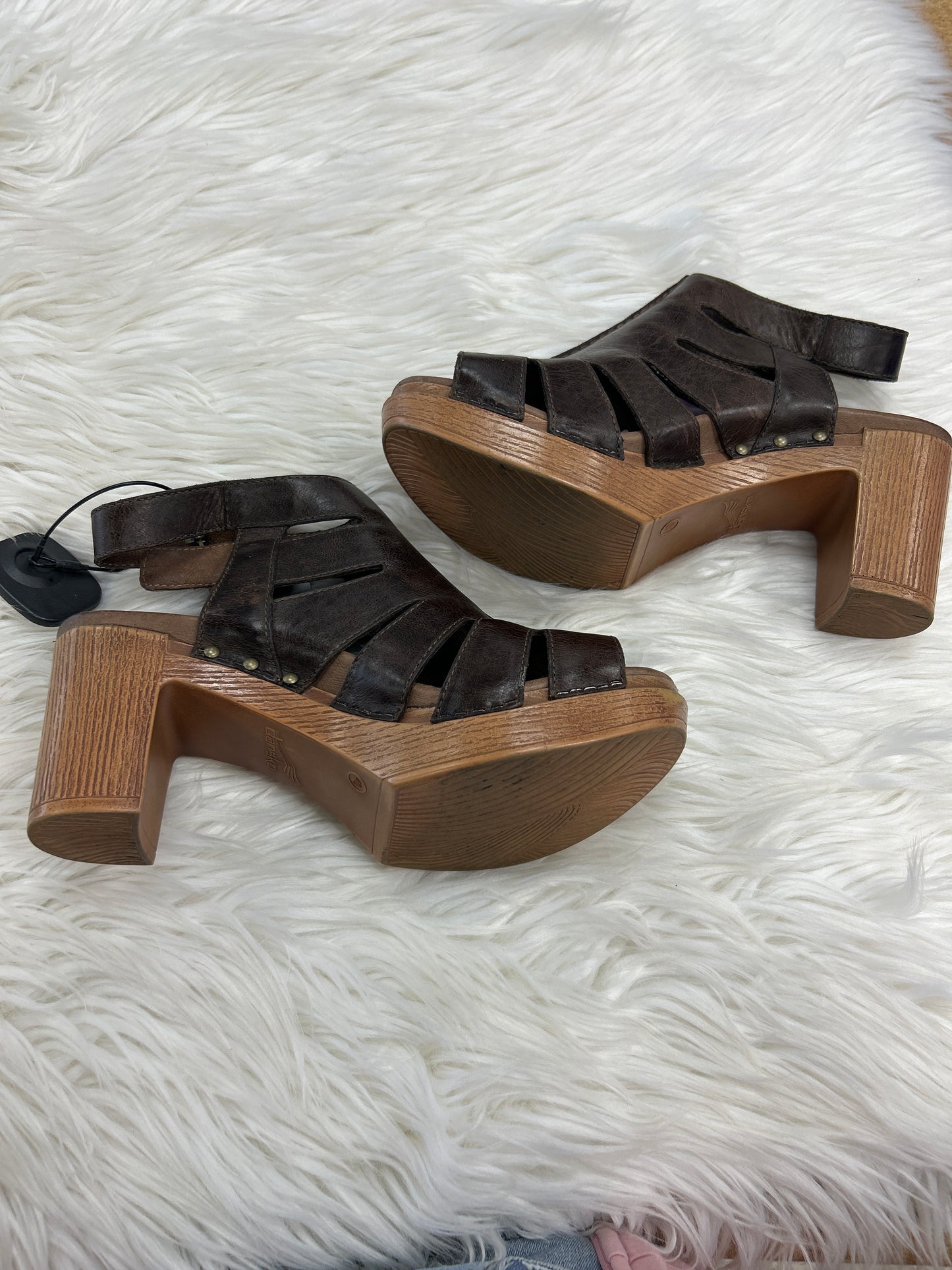 Sandals Heels Block By Dansko In Brown, Size:9