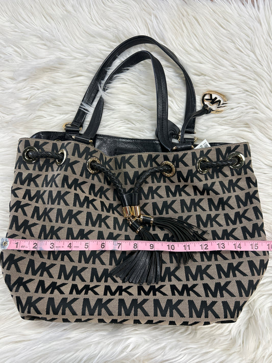 Handbag Designer By Michael Kors In Black & Tan, Size:Large