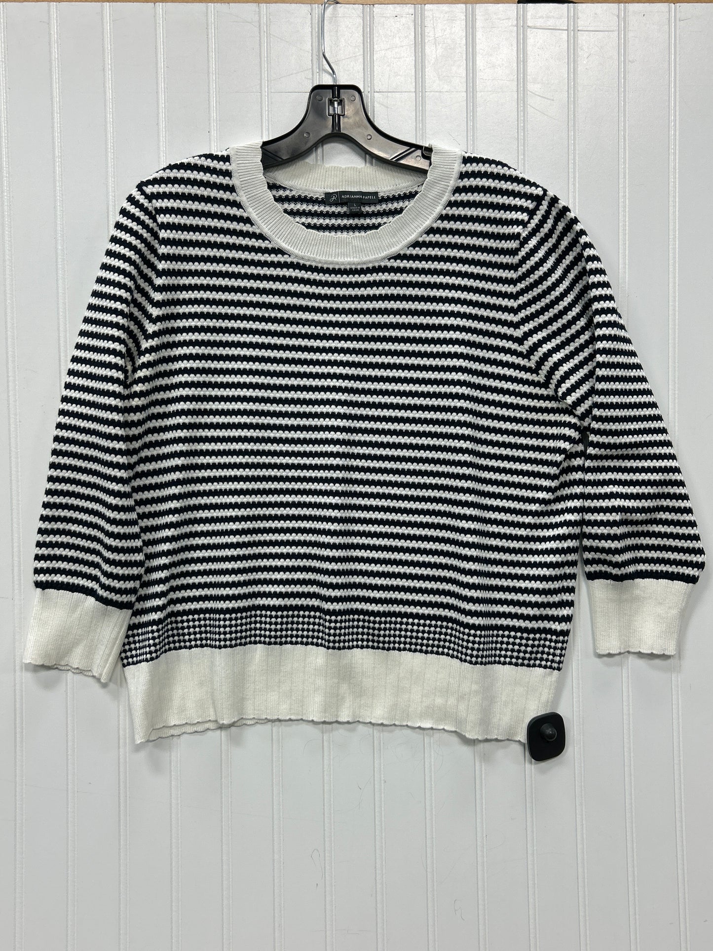 Top Ls By Adrianna Papell In Black & White, Size:L
