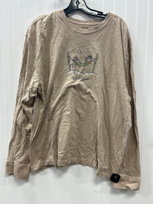 Top Ls By Life Is Good In Tan, Size:1X