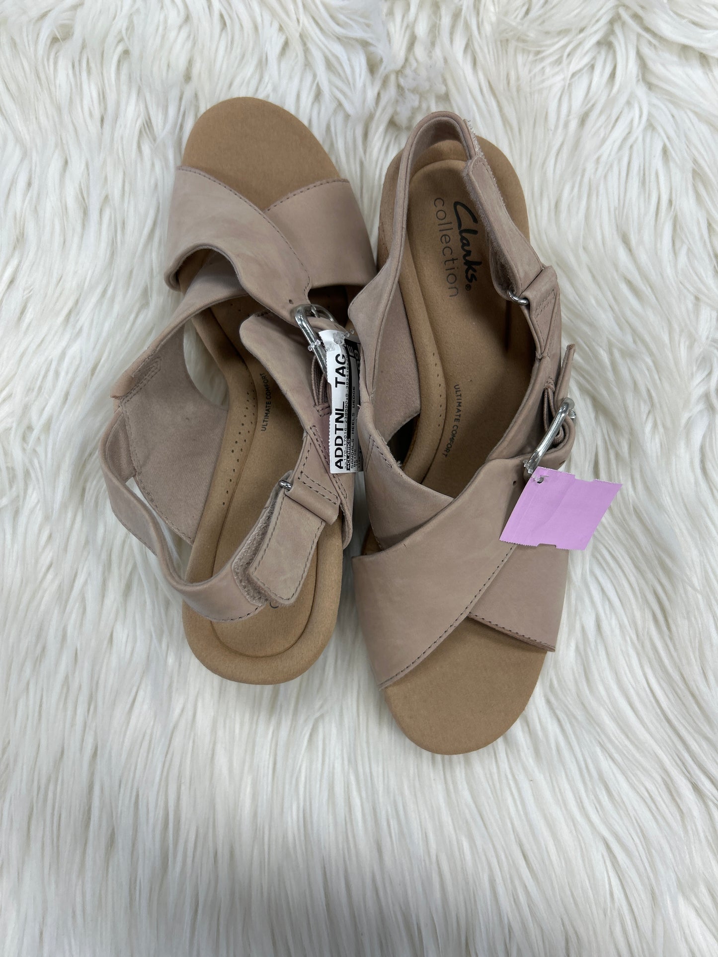 Sandals Heels Wedge By Clarks In Beige, Size:10