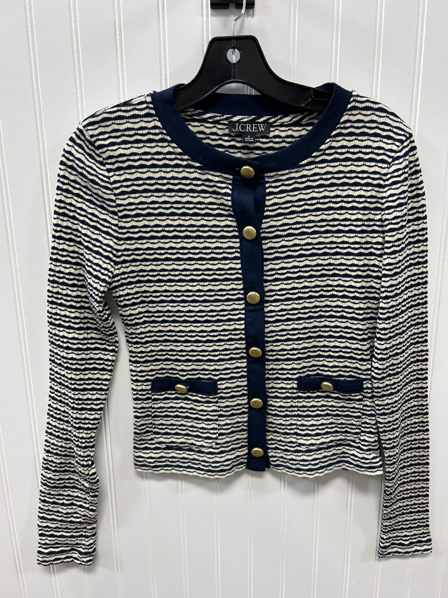 Cardigan By J. Crew In Blue & White, Size:S