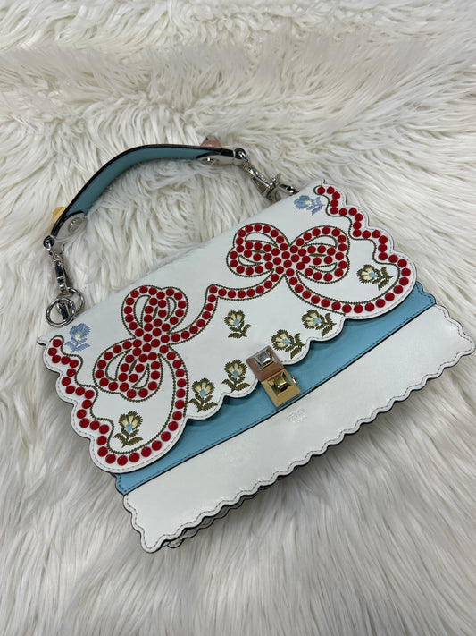 Handbag Luxury Designer By Fendi In Cream & Red, Size:Medium