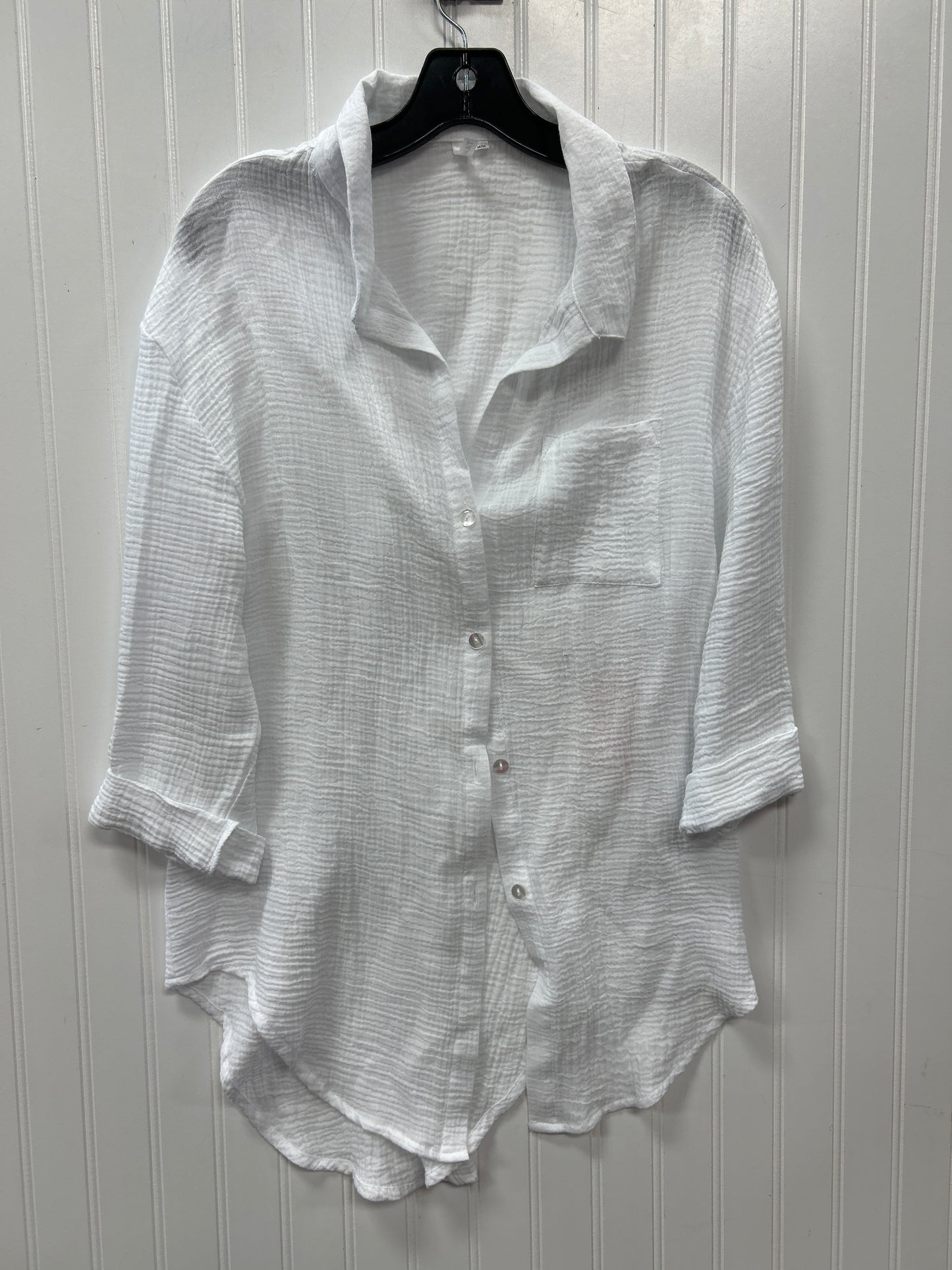 Blouse 3/4 Sleeve By Cmc In White, Size:M