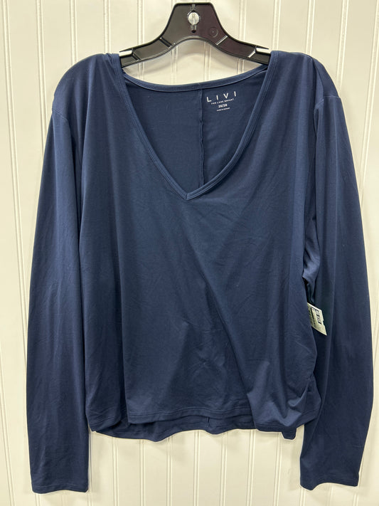 Athletic Top Ls Collar By Livi Active In Navy, Size:3X