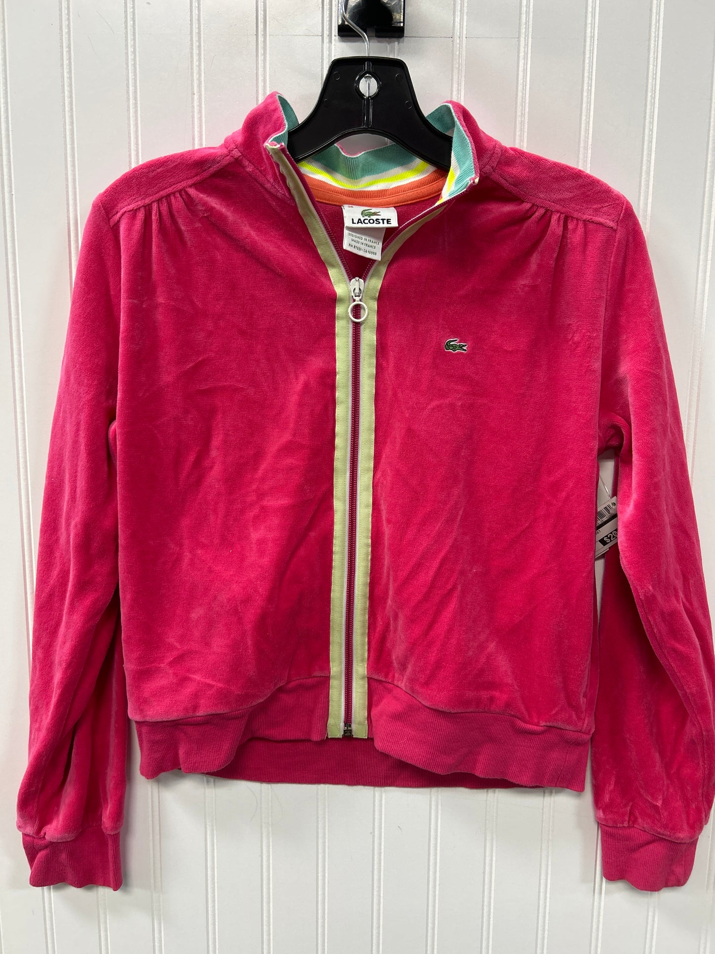 Athletic Jacket By Lacoste In Pink, Size:Xs