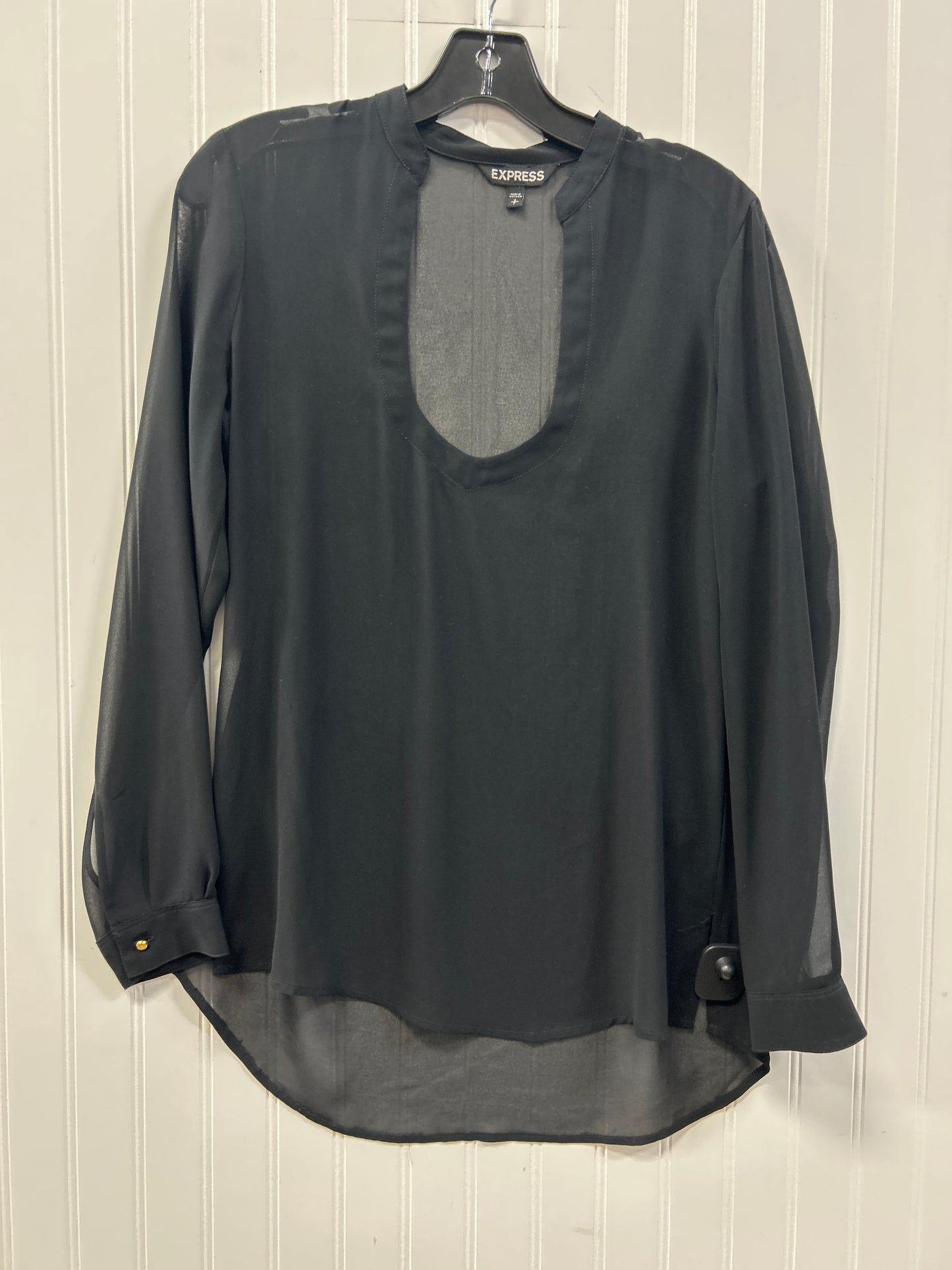 Blouse Ls By Express In Black, Size:S