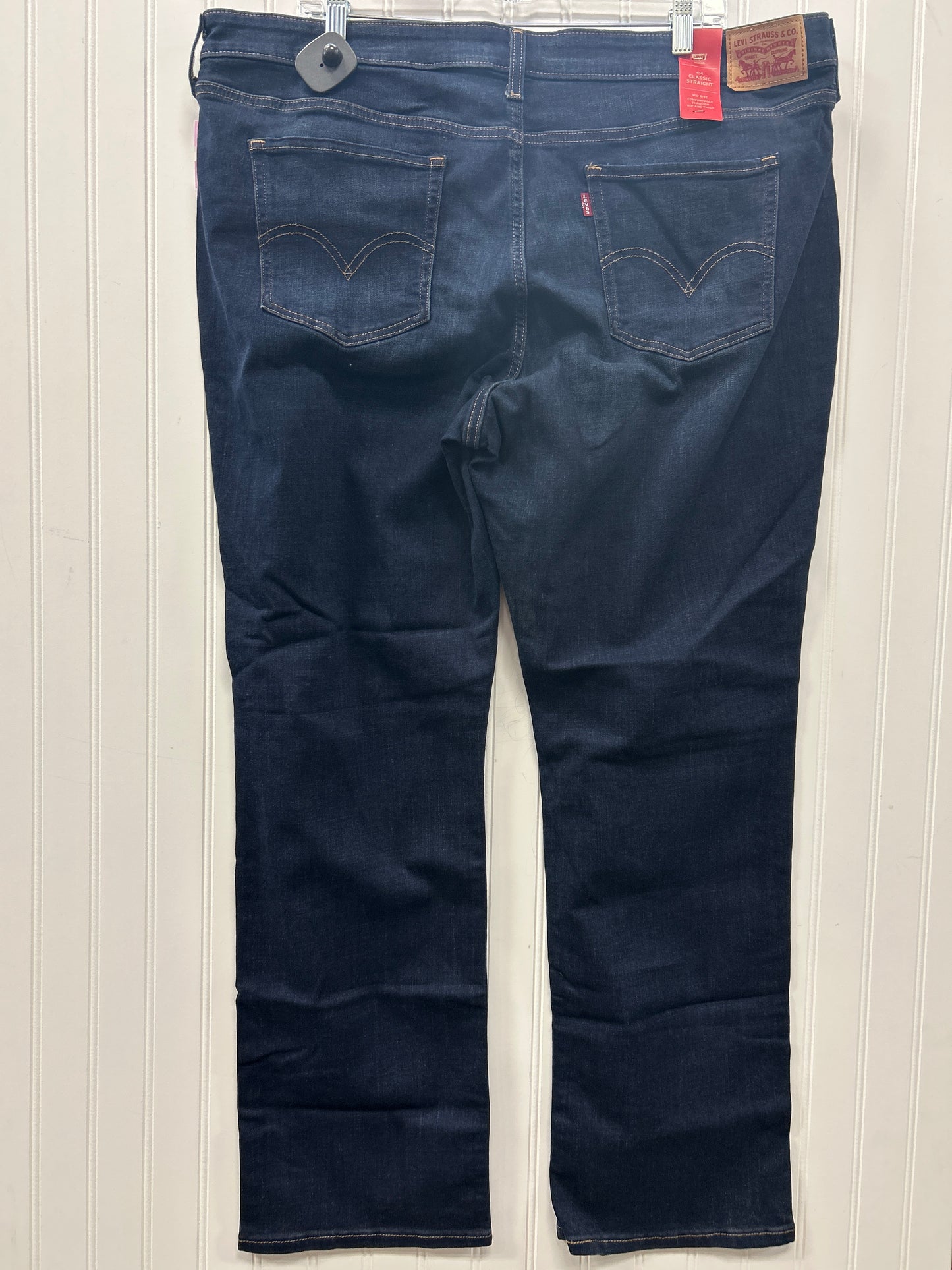 Jeans Straight By Levis In Blue Denim, Size:22 NWT