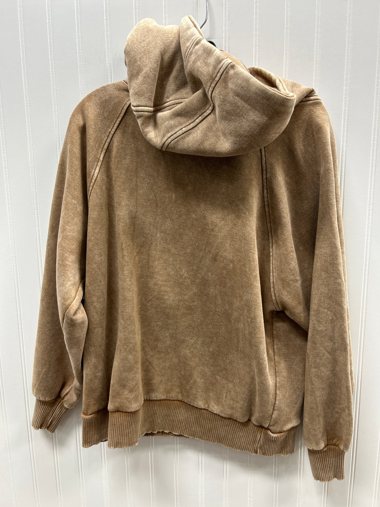 Sweatshirt Hoodie By Zenana In Brown, Size:S