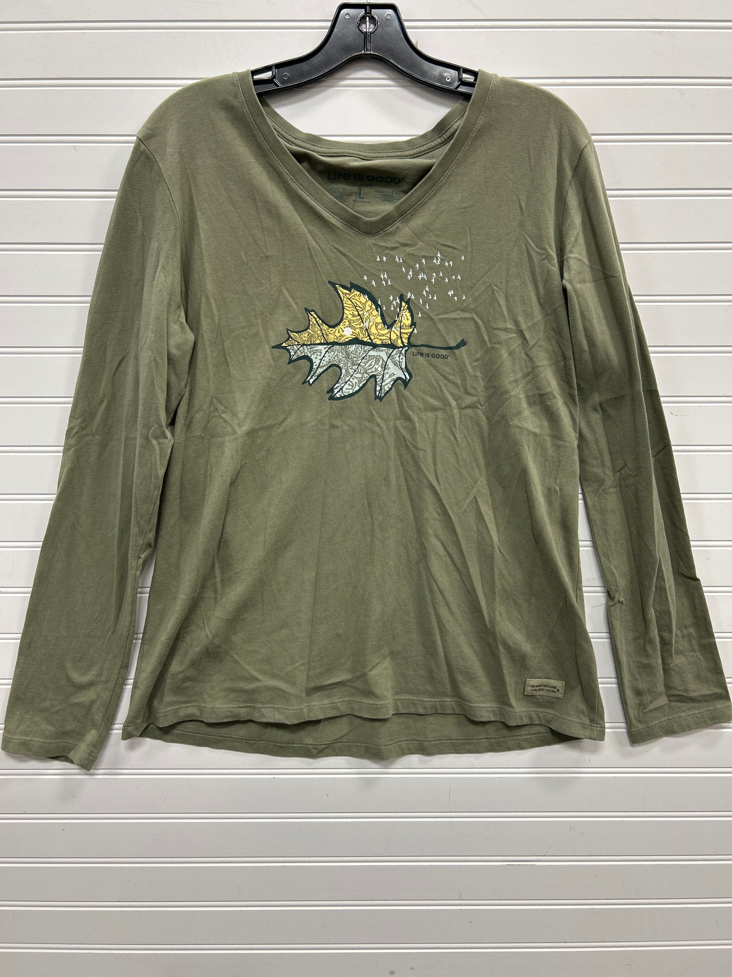 Top Ls By Life Is Good In Green, Size:L