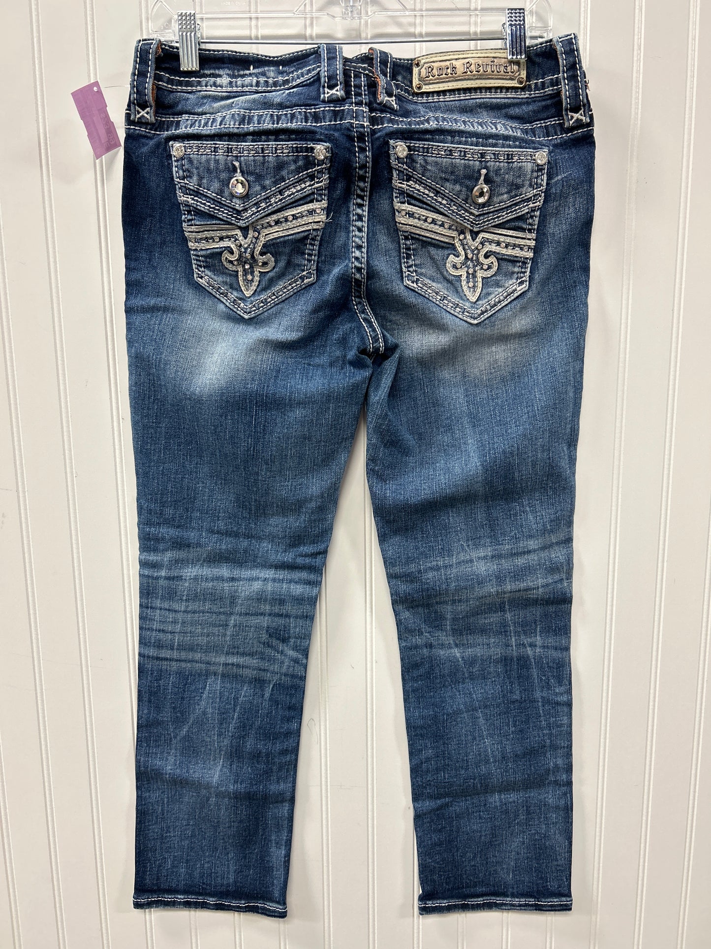 Jeans Cropped By Rock Revival In Blue Denim, Size:6