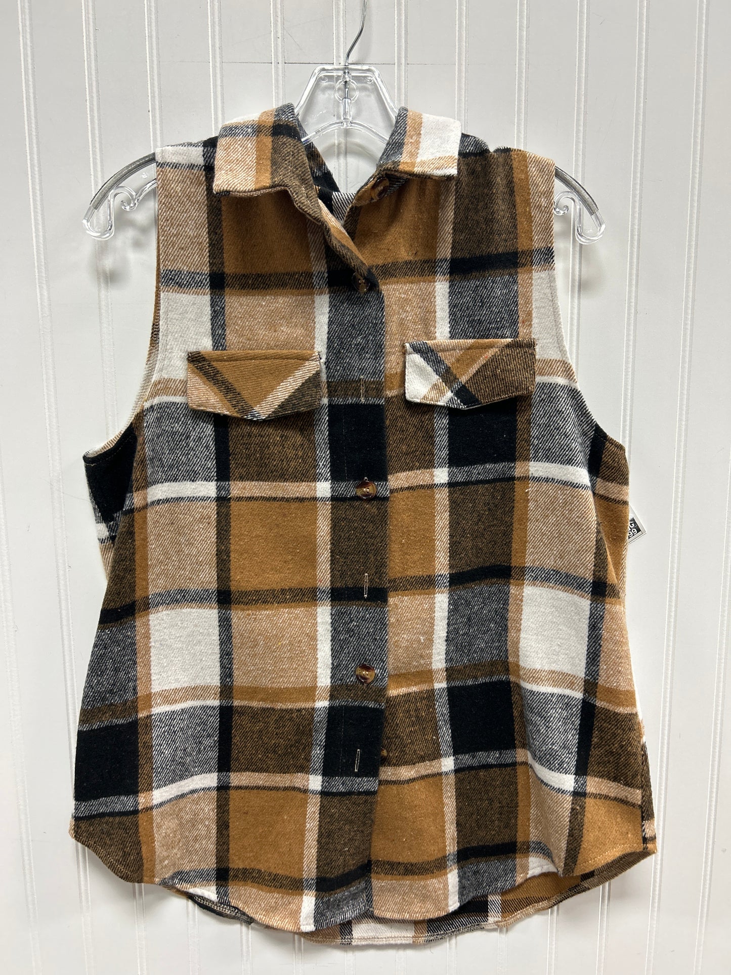 Vest Fleece By Clothes Mentor In Plaid Pattern, Size:L