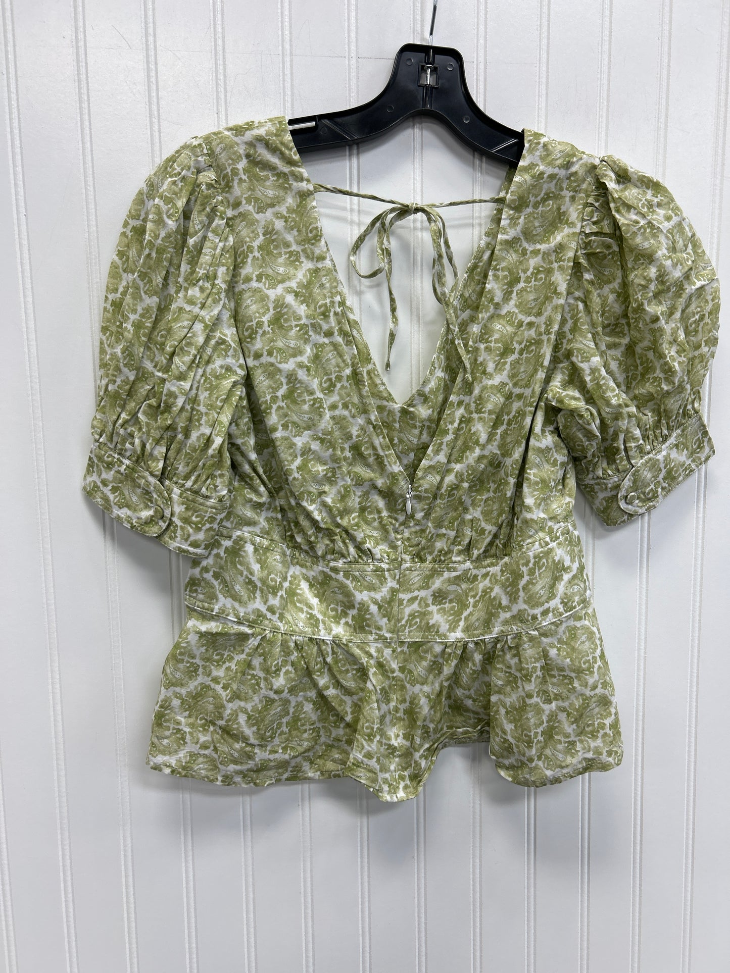 Blouse Ss By J. Crew In Cream & Green, Size:2