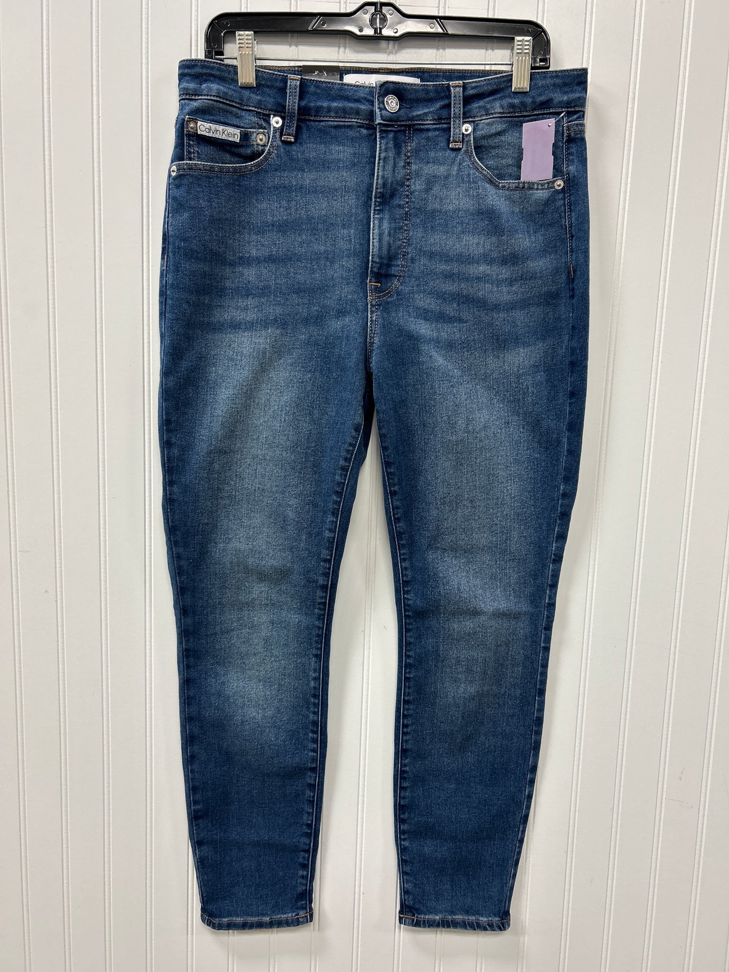 Jeans Skinny By Calvin Klein In Blue Denim, Size:12
