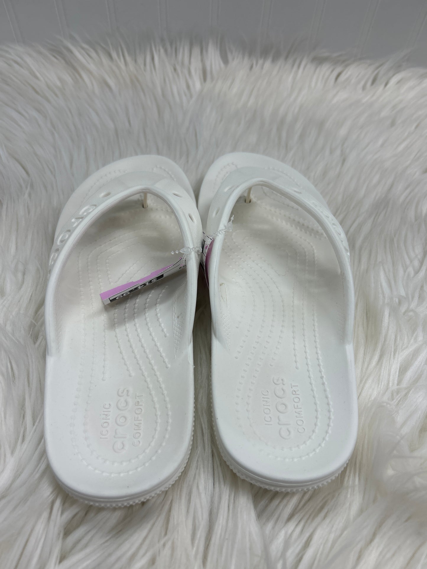 Sandals Flip Flops By Crocs In White, Size:8