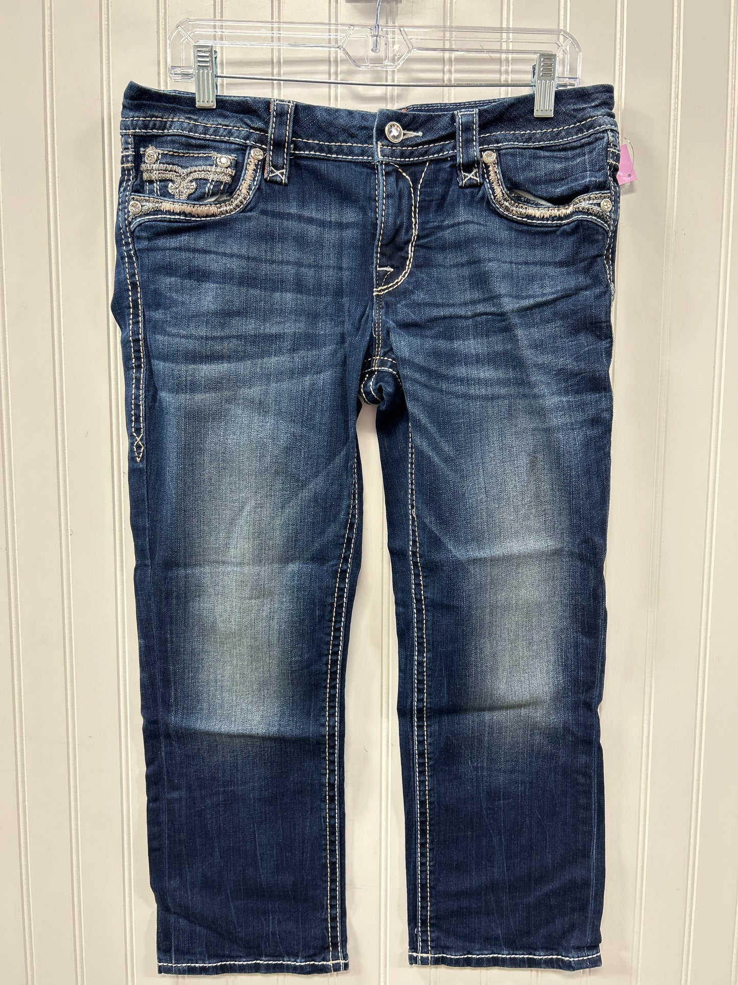 Jeans Cropped By Rock Revival In Blue Denim, Size:8