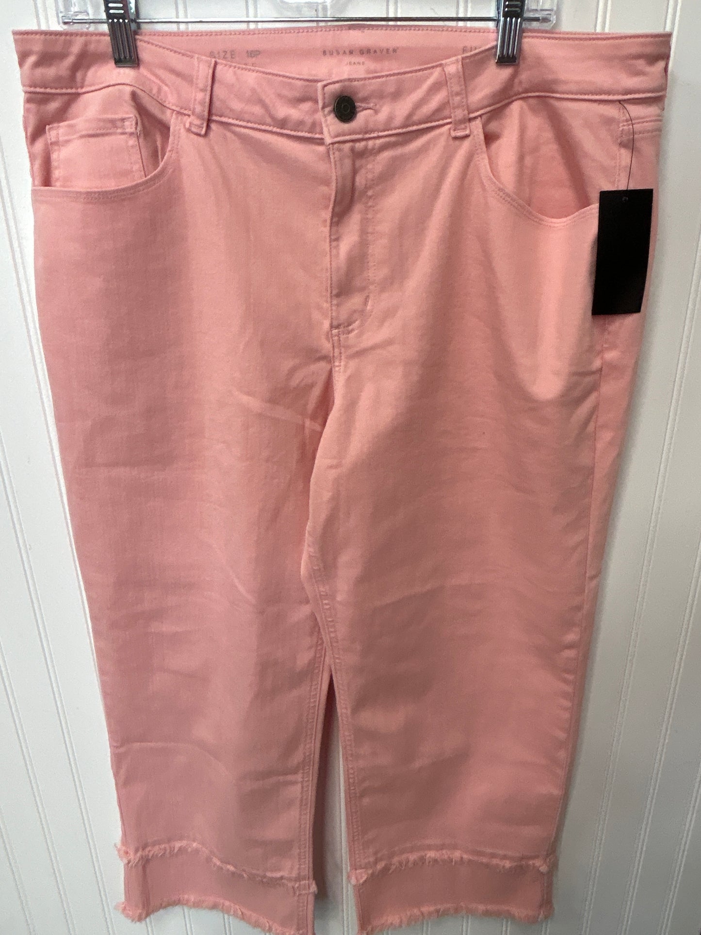 Jeans Flared By Susan Graver In Pink Denim, Size:16