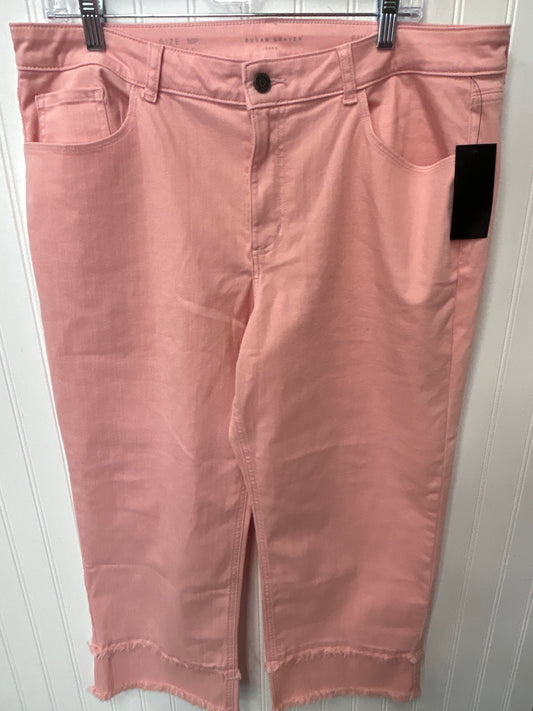 Jeans Flared By Susan Graver In Pink Denim, Size:16
