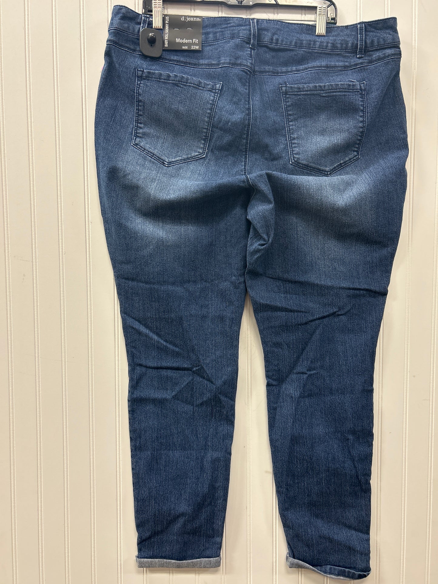 Jeans Skinny By D Jeans In Blue Denim, Size:22 NWT