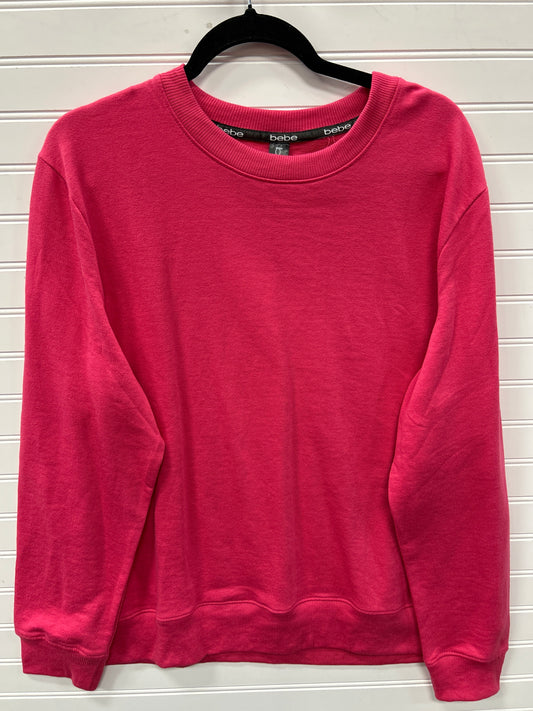 Athletic Top Ls Crewneck By Bebe In Pink, Size:Xl