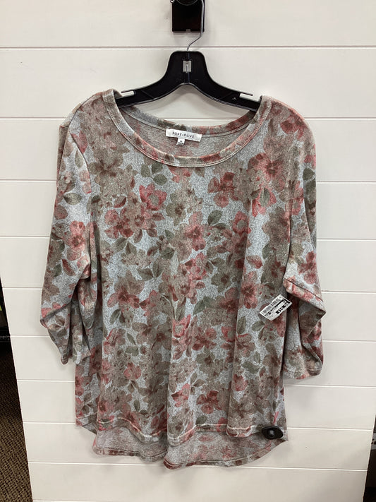Top 2Pc 3/4 Sleeve By Rose And Olive In Floral Print, Size:3X