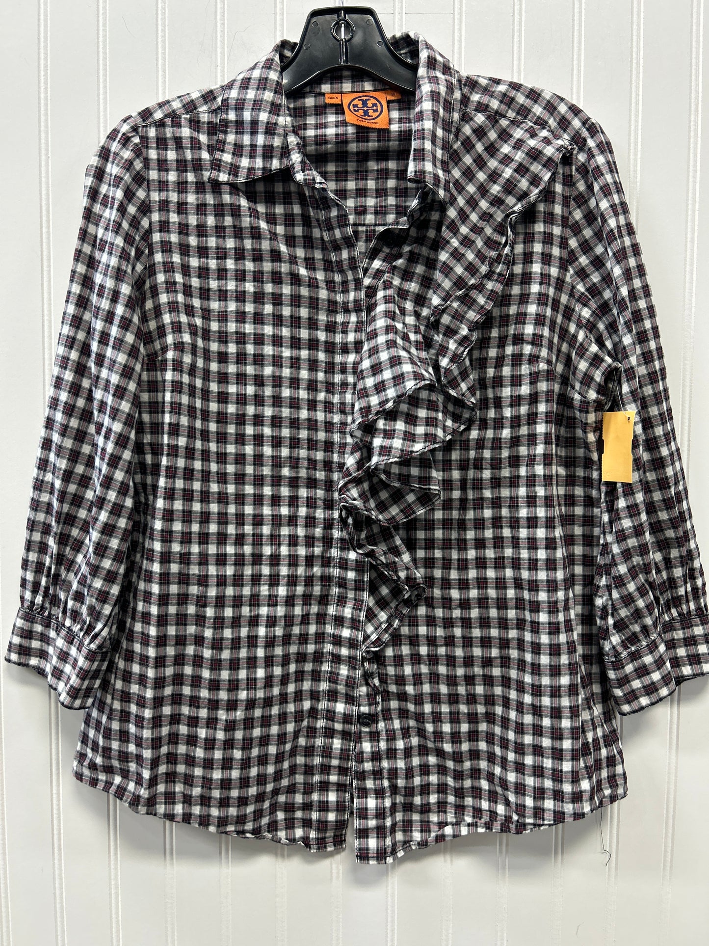 Blouse Designer By Tory Burch In Black & Red, Size:M