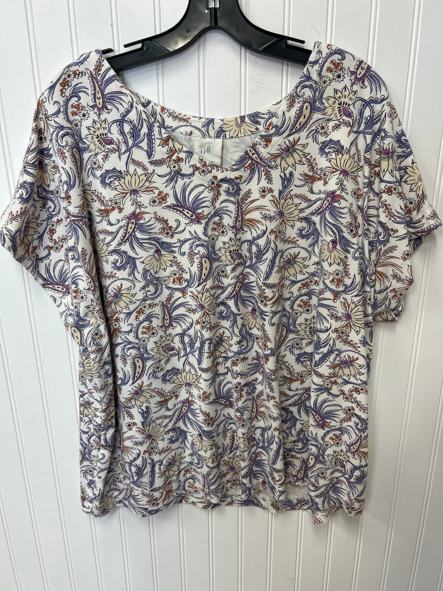 Top Ss By J. Jill In Cream & Purple, Size:2X