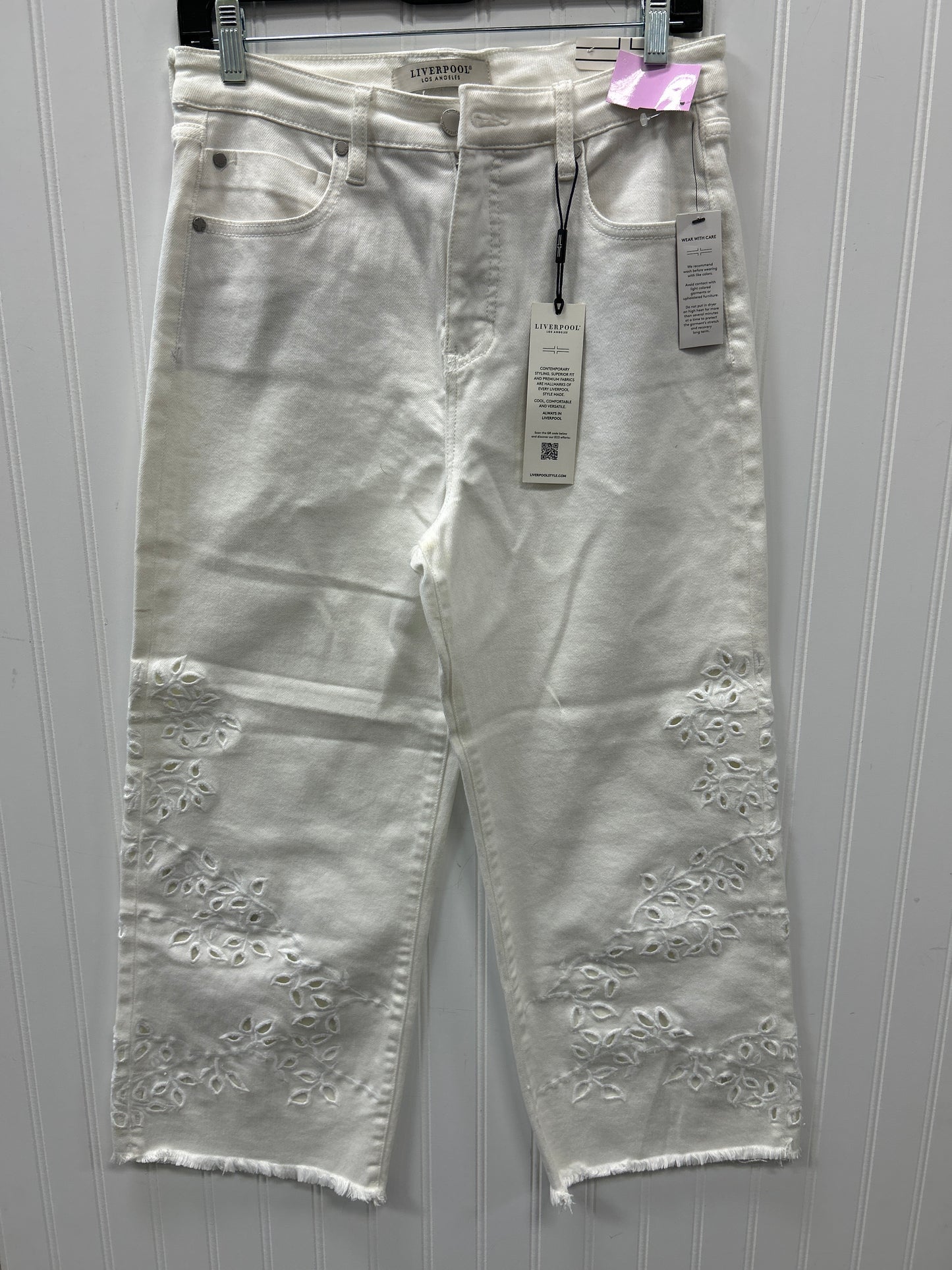 Jeans Straight By Liverpool In Cream Denim, Size:8