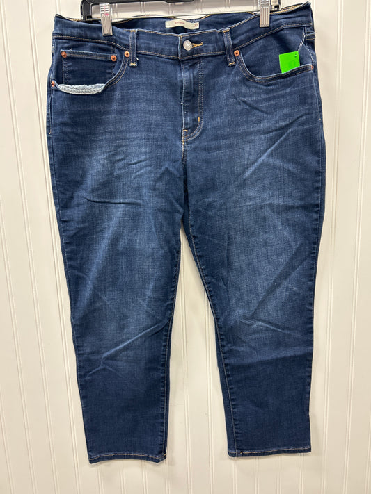 Jeans Straight By Levis In Blue Denim, Size:12
