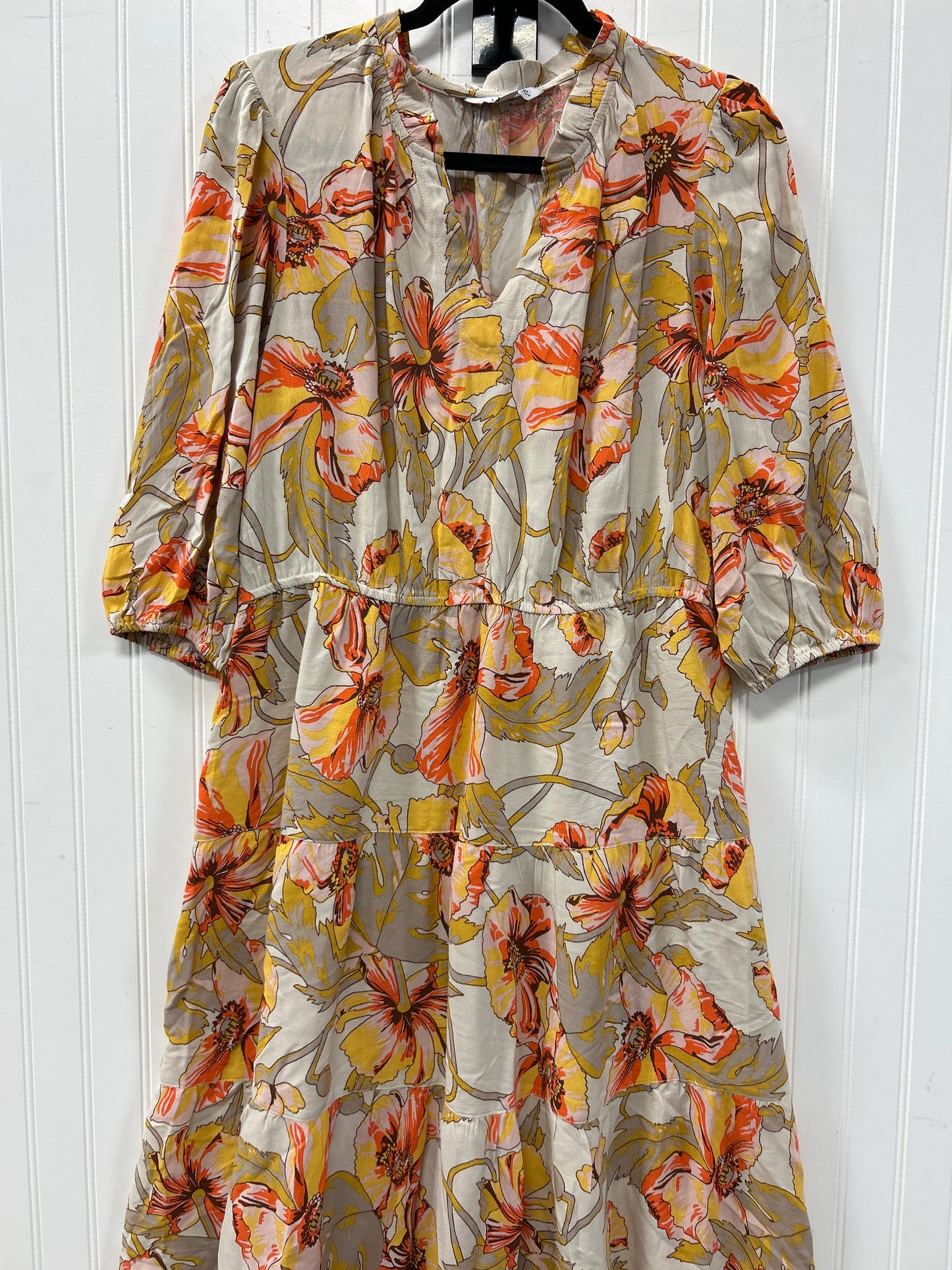Dress Casual Maxi By Ophelia Roe In Cream & Orange, Size:L