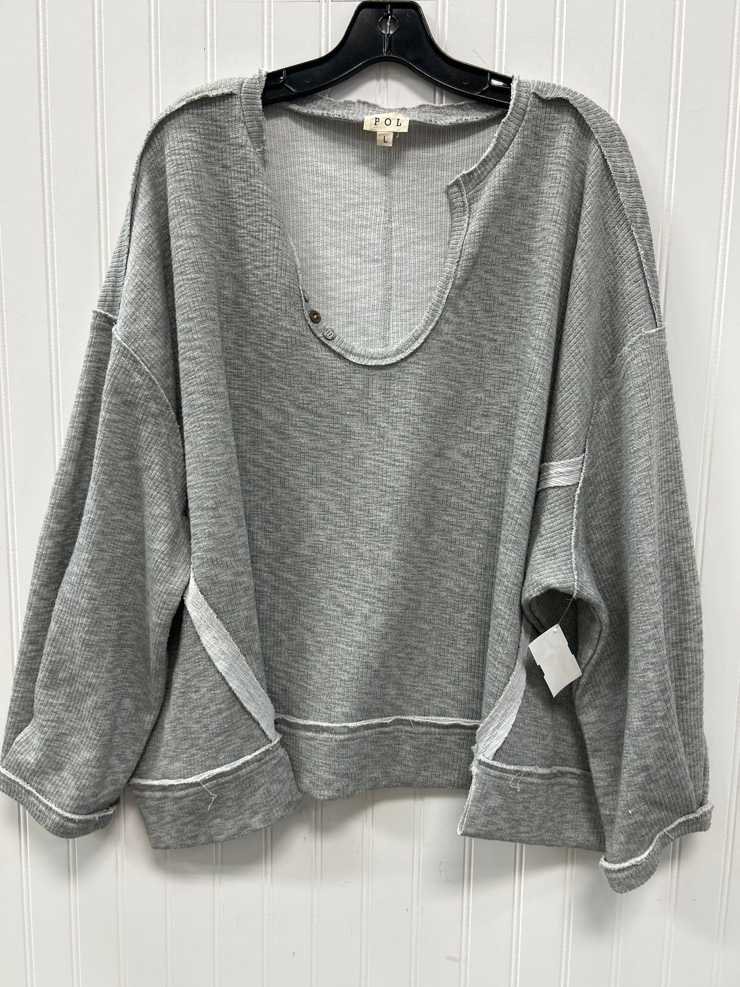 Top Ls By Pol In Grey, Size:L
