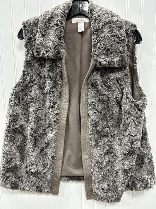 Vest Faux Fur & Sherpa By Chicos In Grey, Size:M