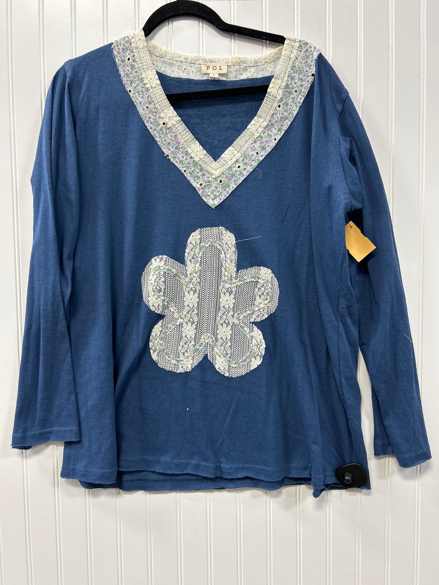 Blouse Ls By Pol In Navy, Size:L