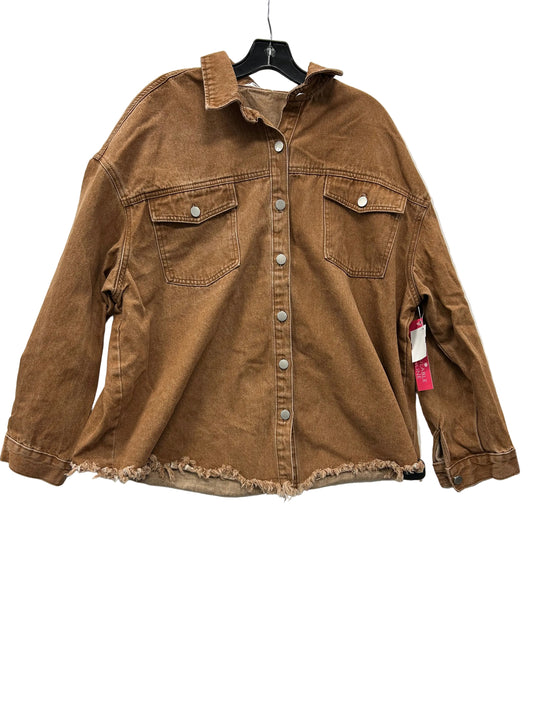 Jacket Denim By Zeagoo In Brown Denim, Size:2X