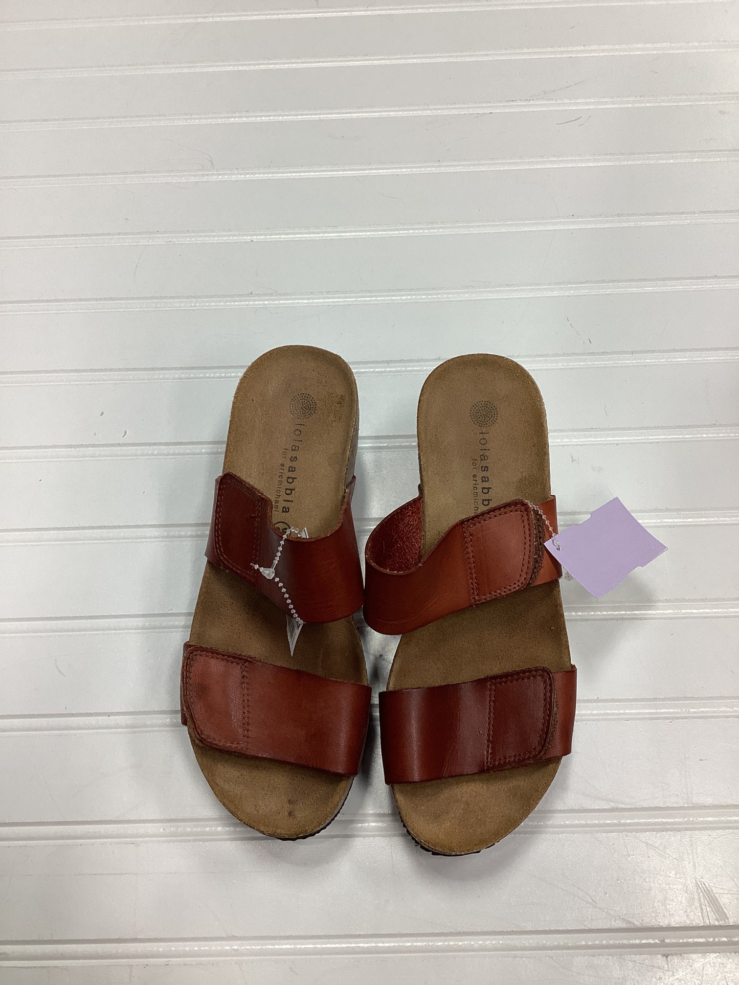 Sandals Heels Wedge By Eric Michael London In Orange, Size:6