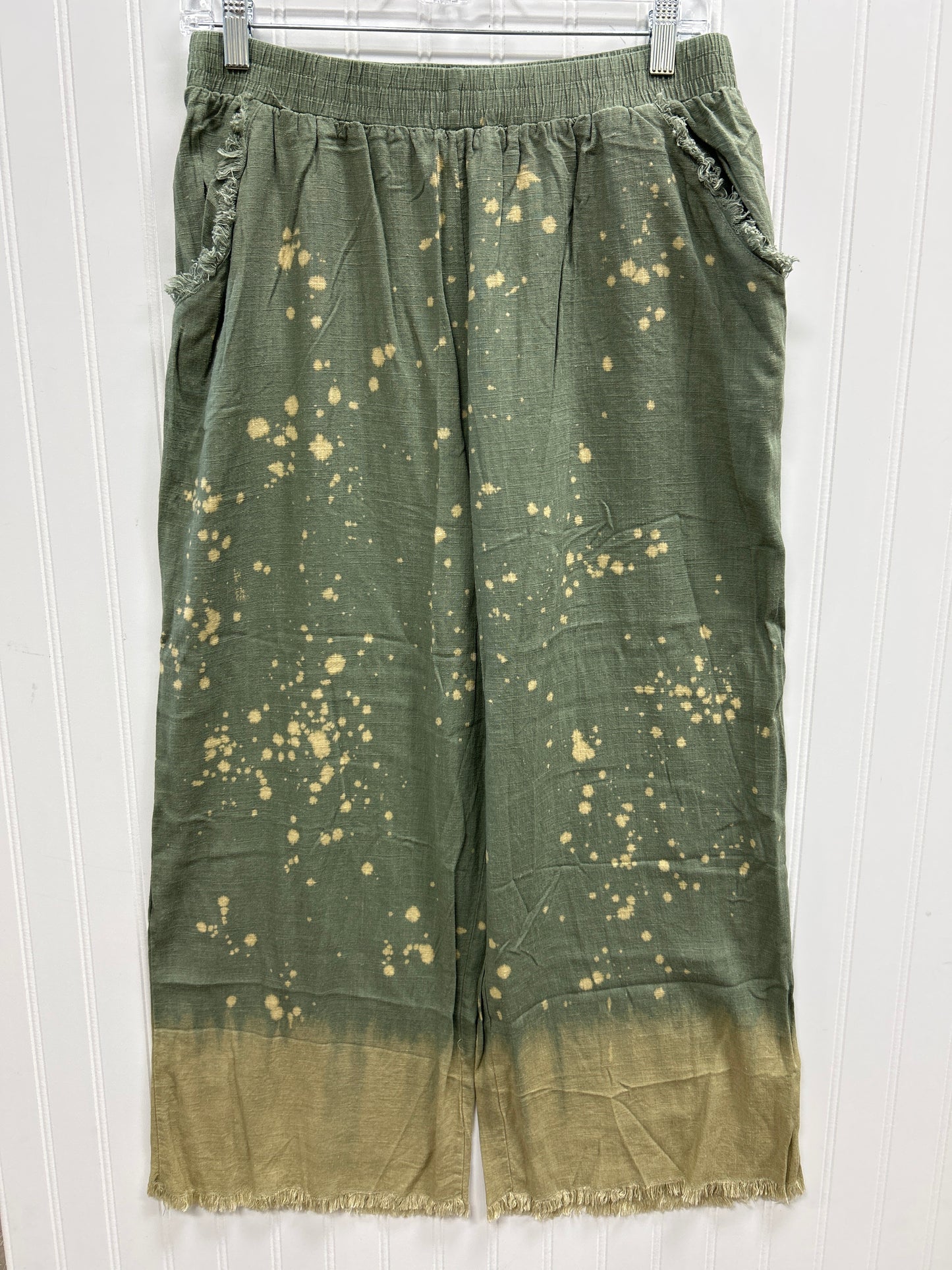 Pants Linen By Umgee In Green & Tan, Size:Xl