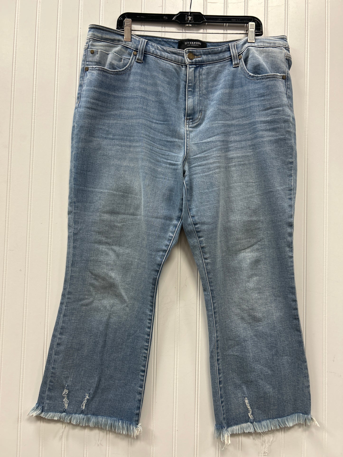 Jeans Straight By Liverpool In Blue Denim, Size:16