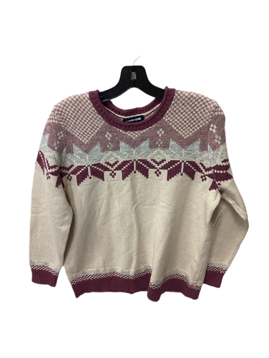 Sweater By Lands End In Cream & Purple, Size:L