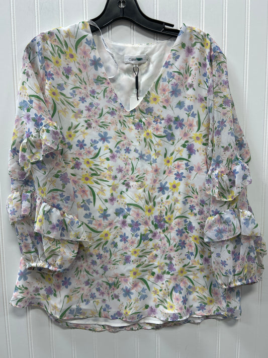 Top Ls By Calvin Klein In Floral Print, Size:M NWT
